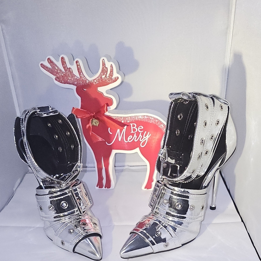 Silver Heels with Buckles